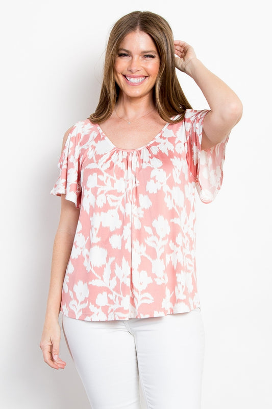 Be Stage Ful Size Foral Cold Shoulder Top - In Style Chics Boutique LLC