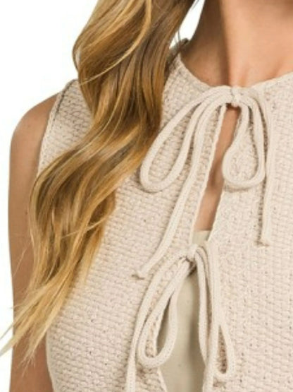 Tie Front Cropped Sweater Vest at In Style Chics Boutique 