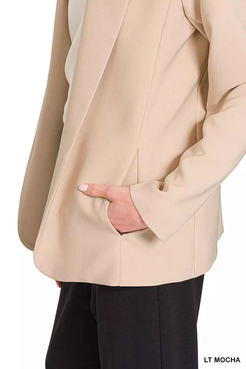 Woven Long Sleeve Blazer With Lining at In Style Chics Boutique 