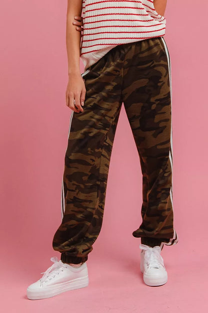 Shop Side Lines Camouflage Track Pants at In Style Chics Boutique 