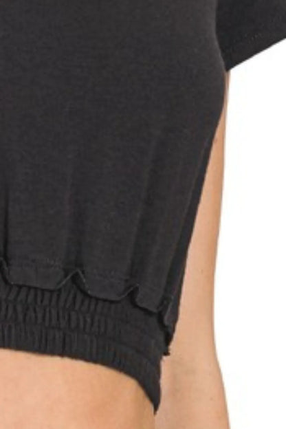 Black Crop Top, Elastic Hem  - In Style Chics Boutique 
