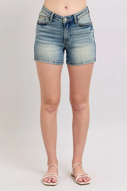 Judy Blue V-Front Vintage Wash Shorts