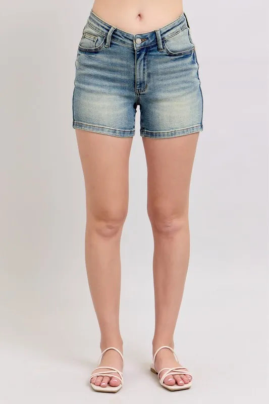 Judy Blue V-Front Vintage Wash Shorts
