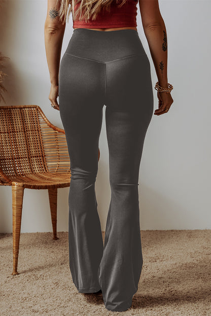Black V Shape High Waist Flared Leggings - In Style Chics Boutique LLC