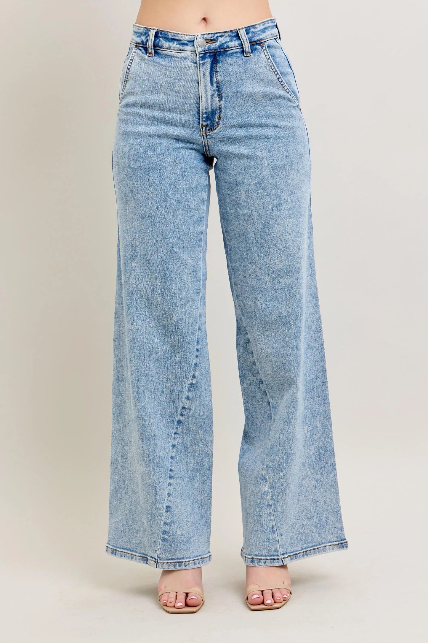 Judy Blue Wide Leg Jeans, High Waist with Skewed Inseam - Best Women's Jeans - In Style Chics Boutique 