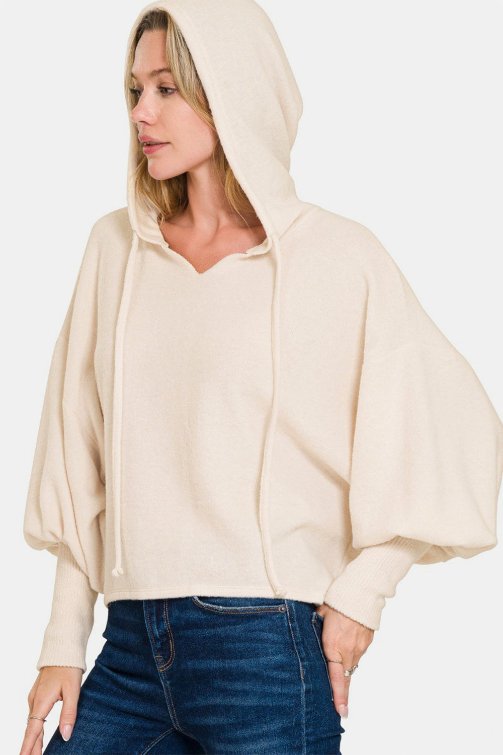 Zenana Brushed Hacci Drop Shoulder Cropped Hoodie - In Style Chics Boutique LLC