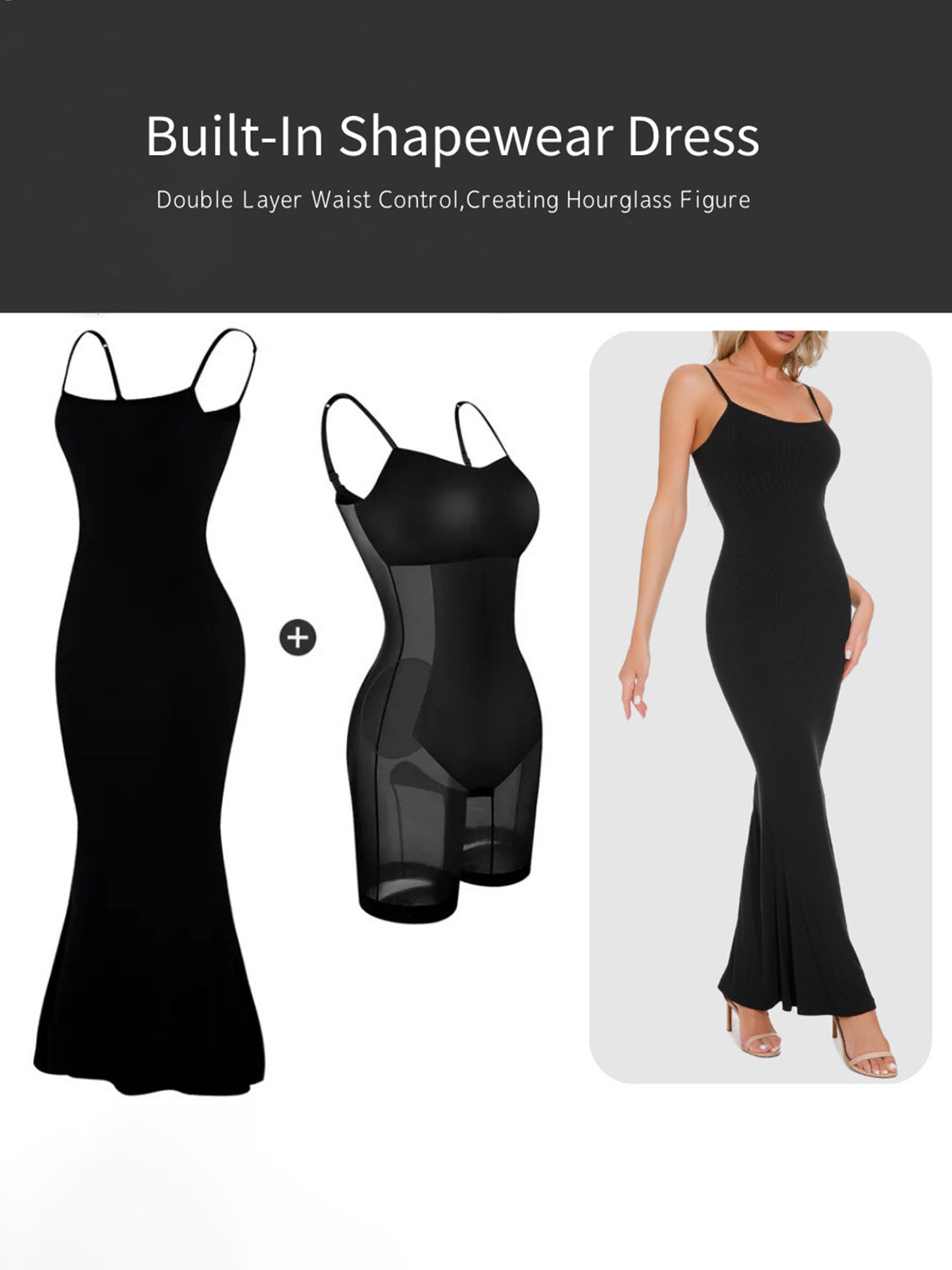 Built-In Shapewear Sleeveless Black Maxi Dress - Little Black Dress - In Style Chics Boutique
