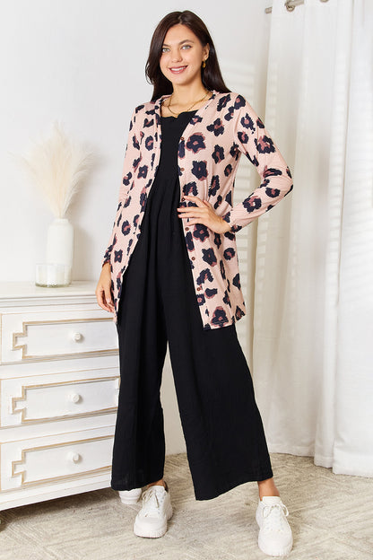 Double Take Printed Button Front Longline Cardigan - In Style Chics Boutique LLC