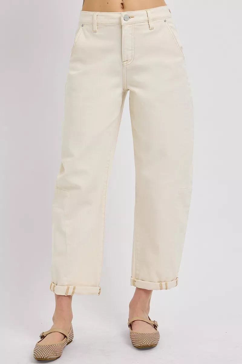 RISEN High Rise Relaxed Barrel Cuffed Jeans at In Style Chics Boutique 