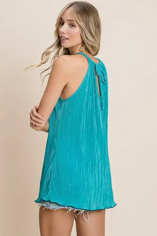Pleating Knit Halter Neck Top - In Style Chics Boutique Women's Juniors Apparel Online - Cute Summer Clothes 