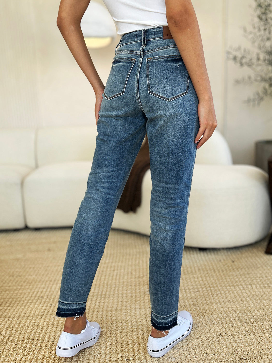 Judy Blue Full Size Mid Rise Rigid Magic Release Hem Jeans - In Style Chics Boutique LLC