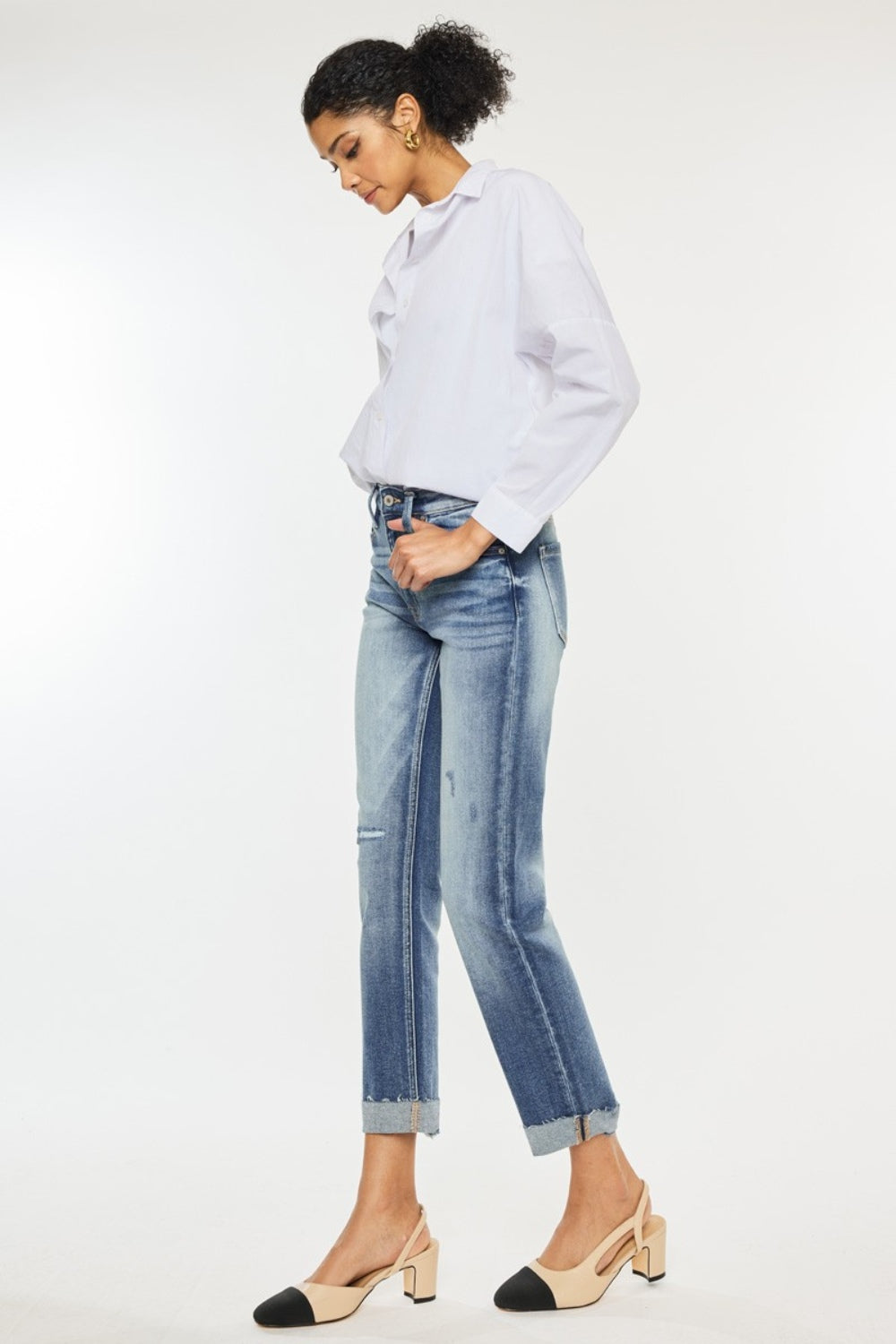 Women's Juniors Kancan High Rise Cuffed Straight Jeans - In Style Chics Boutique LLC