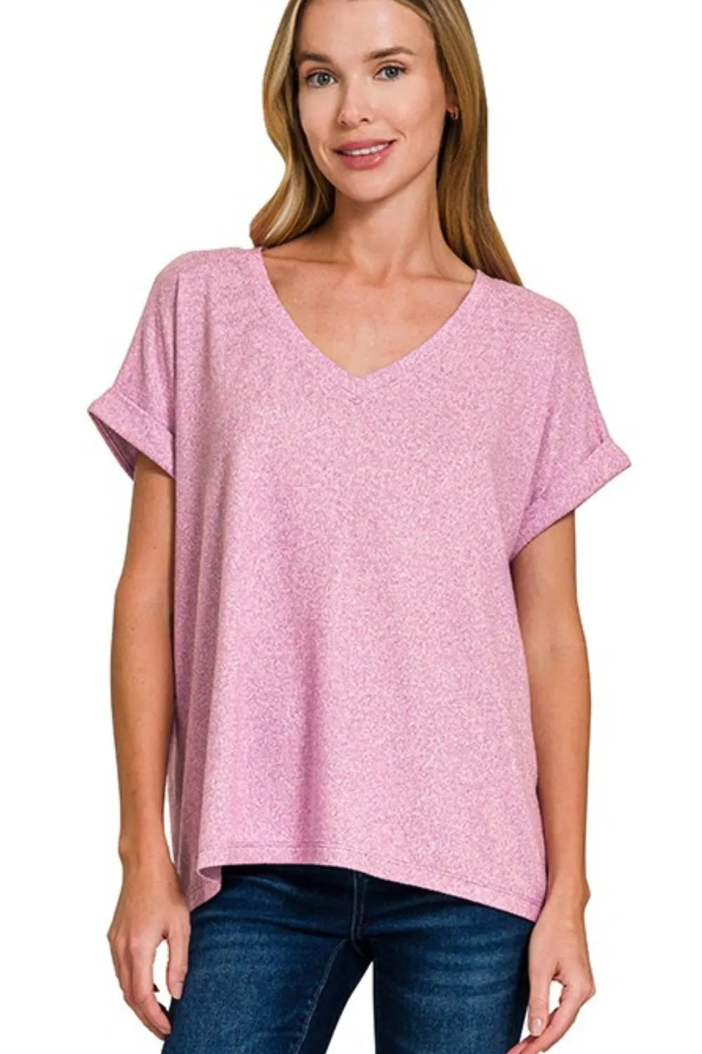 V-neck Tee, Soft Melange Hacci
