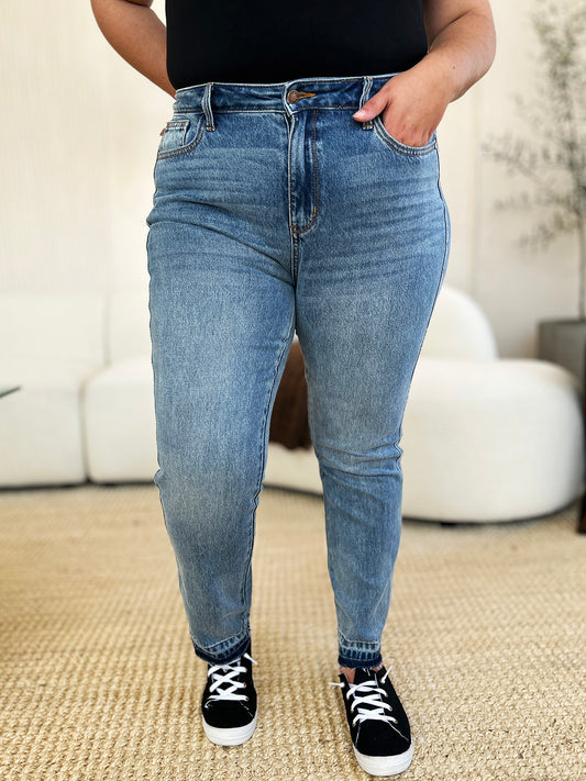 Judy Blue Full Size Mid Rise Rigid Magic Release Hem Jeans - In Style Chics Boutique LLC