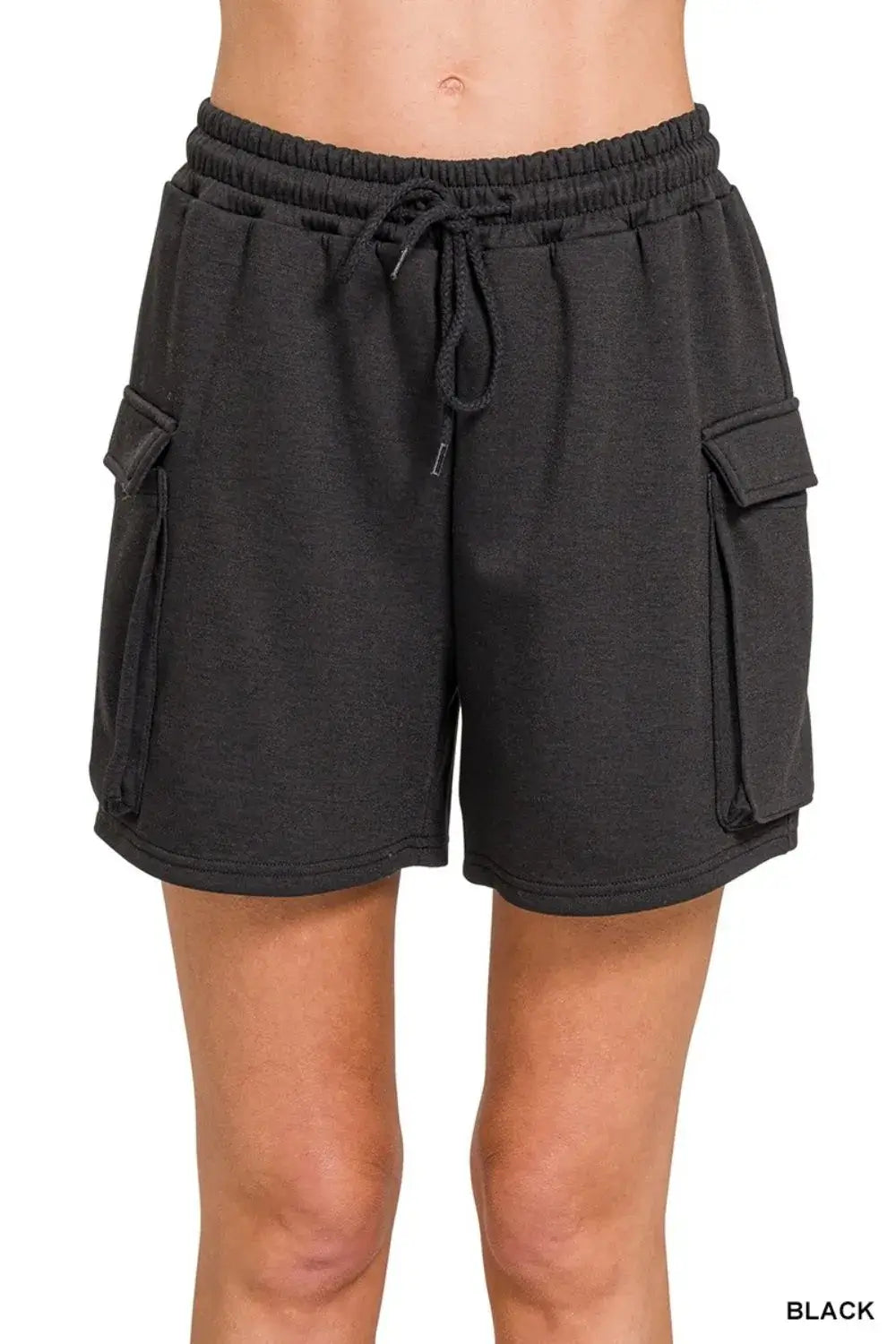 Black Shorts for Women - Scuba, Thigh Pocket - In Style Chics Boutique Women's Juniors Fashion Style Online 