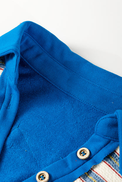 Stripe Collared V Neck Drop Shoulder Top - In Style Chics Boutique LLC