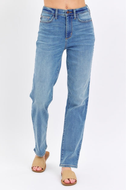 Judy Blue High Waist Straight Jeans - No Distressing - In Style Chics Boutique Women's Juniors Plus Size Apparel Online