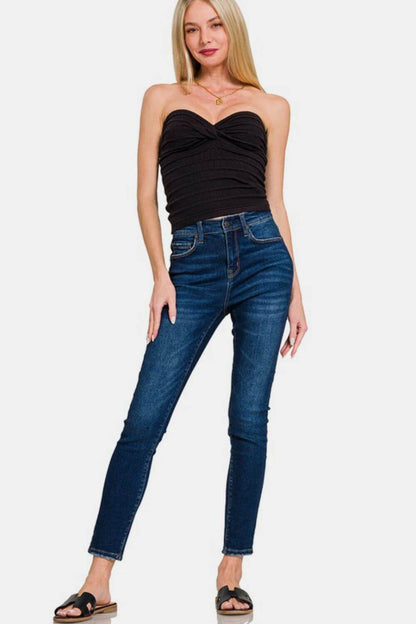 Ruched Twisted Sweetheart Neck Top -  In Style Chics Boutique Women's Juniors Apparel Online