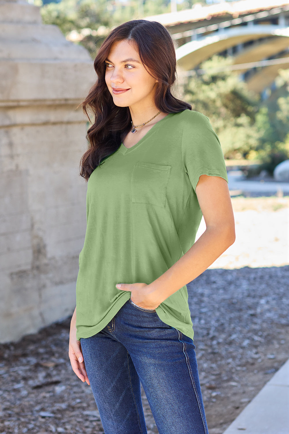 Bamboo Full Size  V-Neck Short Sleeve T-Shirt - Eco Friendly - Sensitive Skin - In Style Chics Boutique Women's Juniors Plus Size Apparel Online 