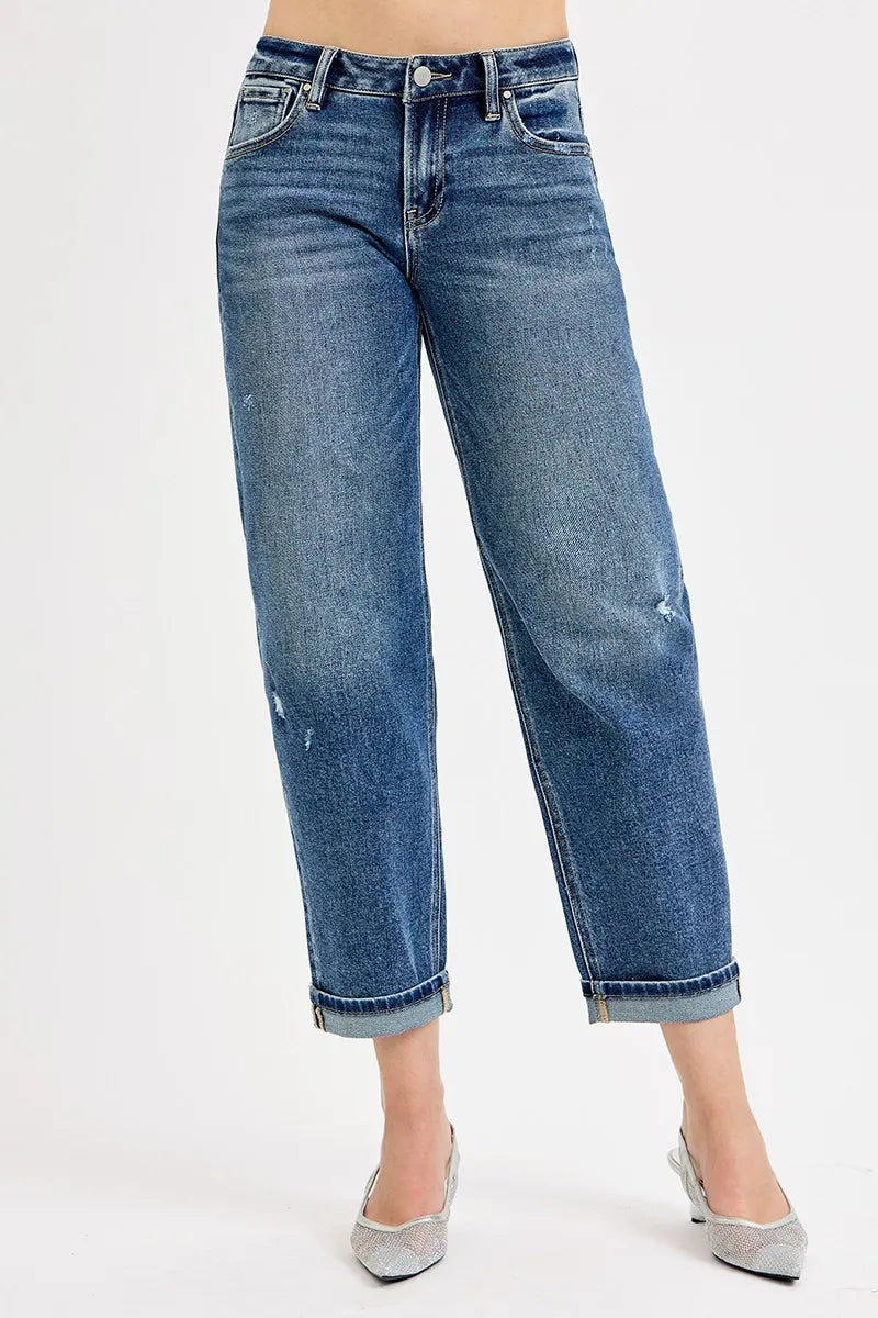 RISEN Crop Boyfriend Jeans, Low Rise - In Style Chics Boutique 