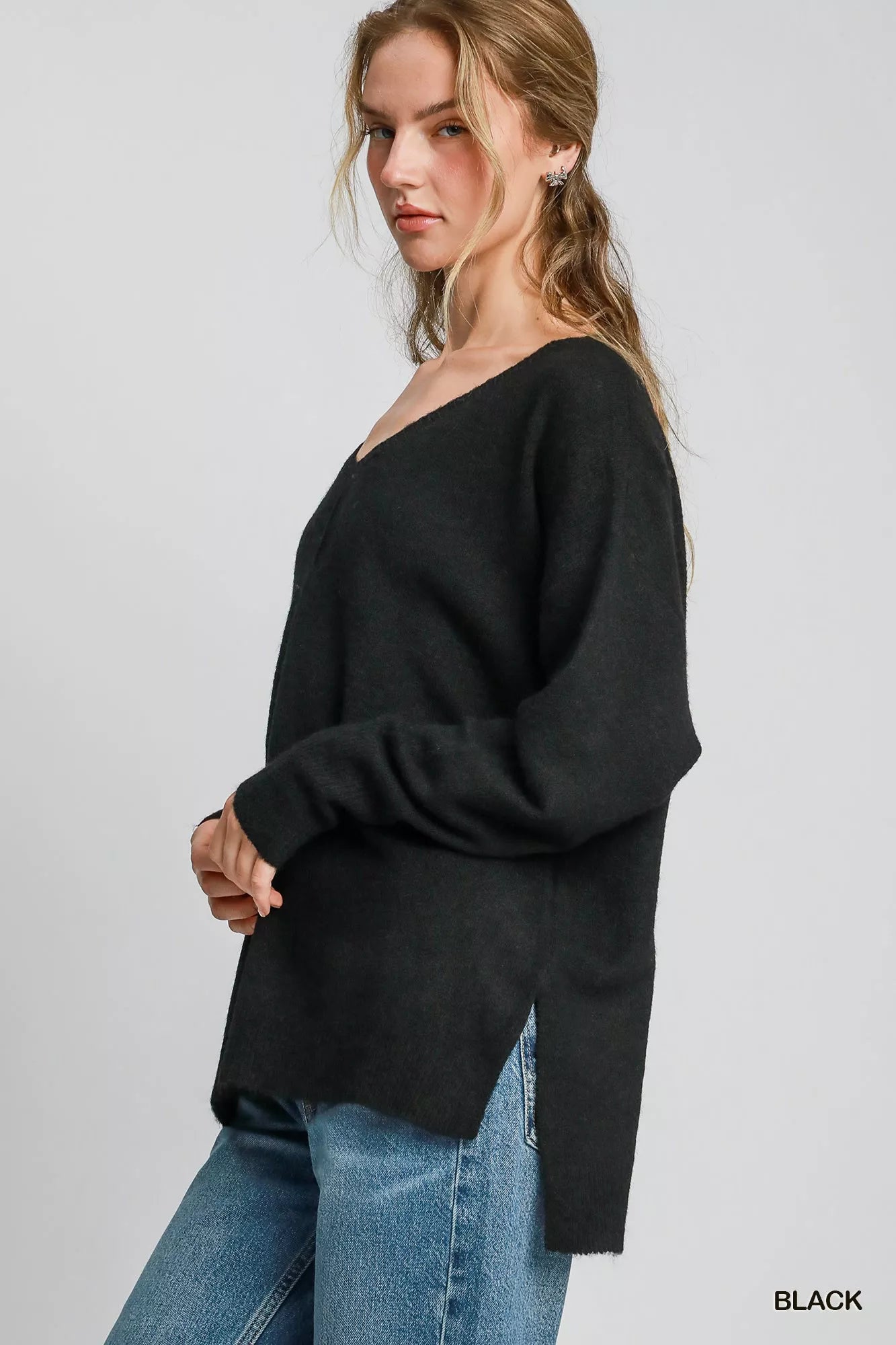Wool Blended Pullover Black Sweater at In Style Chics Boutique 