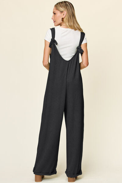Textured Sleeveless Wide Leg Jumpsuit - In Style Chics Boutique Cute Clothes Online 