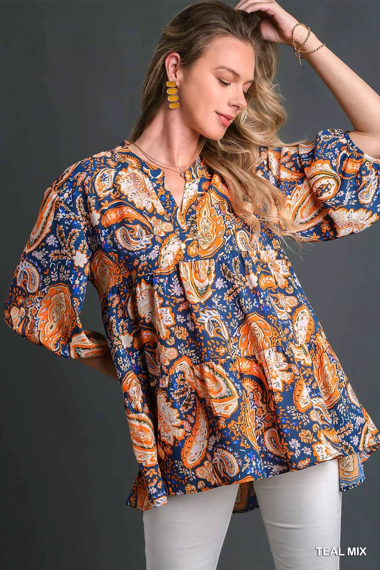 Boho Tunic Blouse Mix Paisley at In Style Chics Boutique 