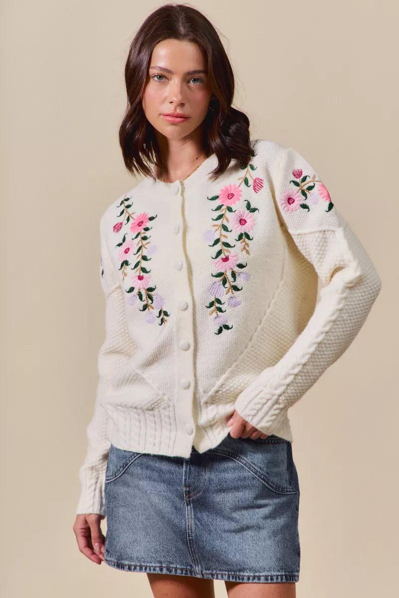 Shop this cute Floral Embroidered Coquette Sweater Cardigan by In Style Chics Boutique 🤍