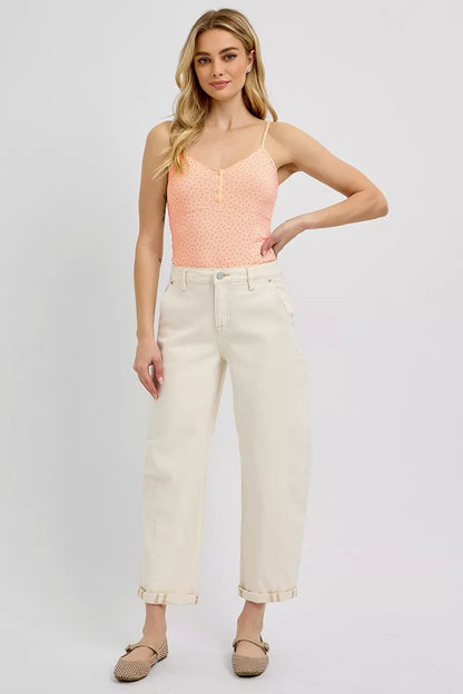 RISEN High Rise Relaxed Barrel Cuffed Jeans at In Style Chics Boutique 