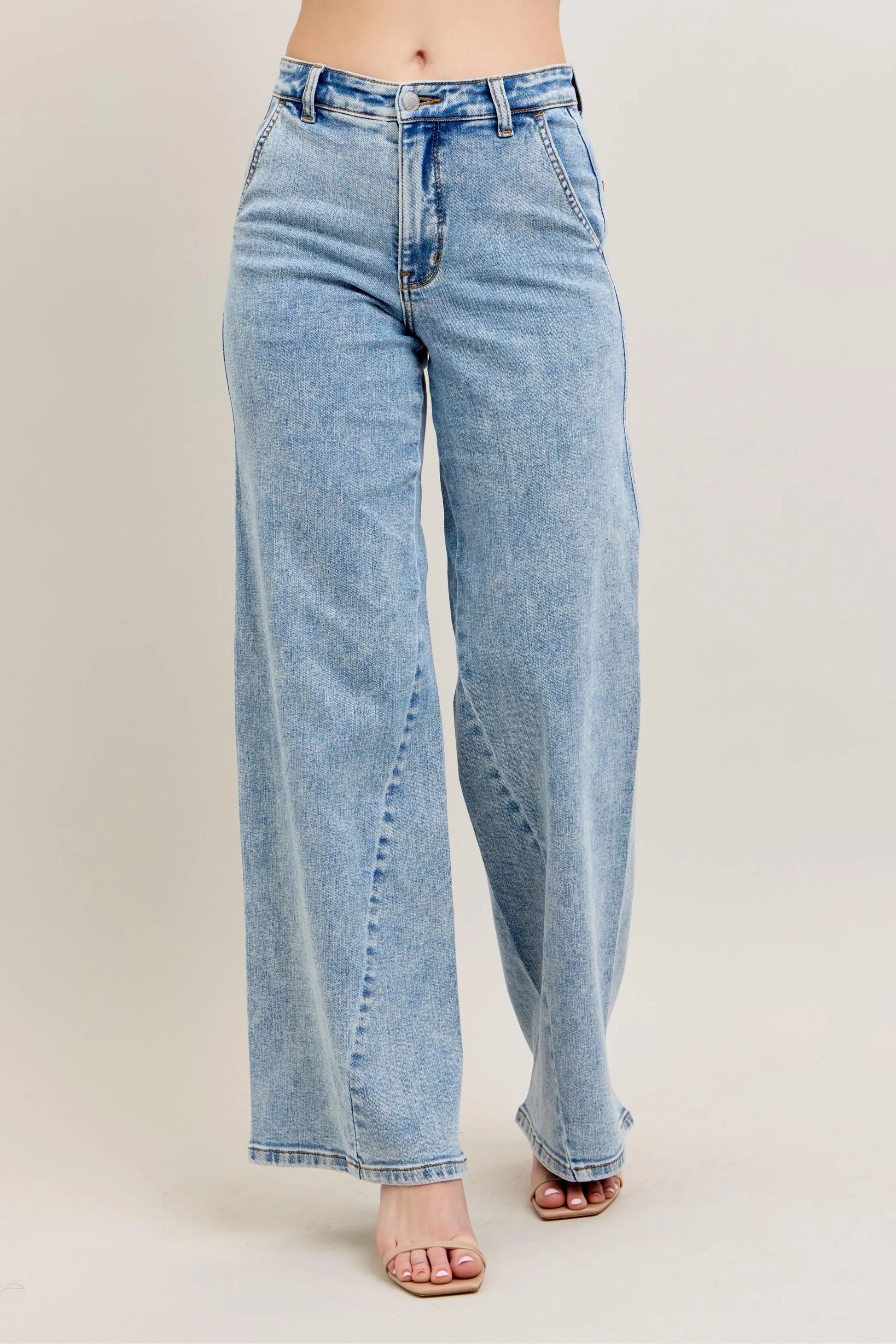 Judy Blue Wide Leg Jeans, High Waist with Skewed Inseam - Best Women's Jeans - In Style Chics Boutique 