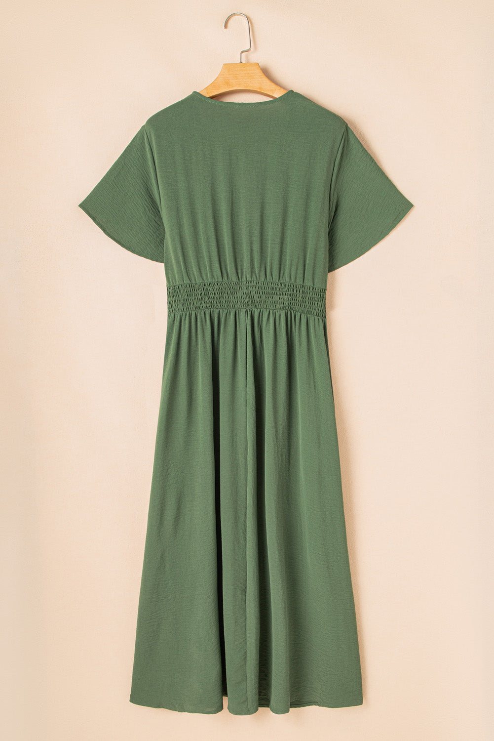 Green Surplice Neckline Smocked High Waist Plus Size Maxi Dress 1X 2X 3X 4X - In Style Chics Boutique 