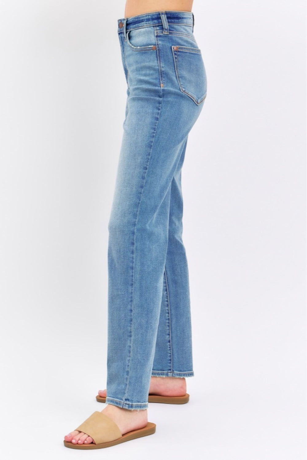 Judy Blue High Waist Straight Jeans - No Distressing - In Style Chics Boutique Women's Juniors Plus Size Apparel Online