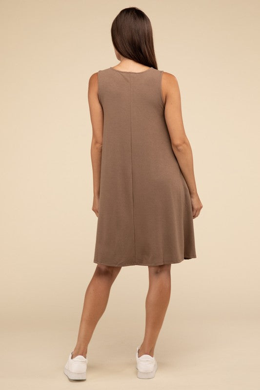 Sleeveless Flared Dress with Side Pockets - In Style Chics Boutique LLC