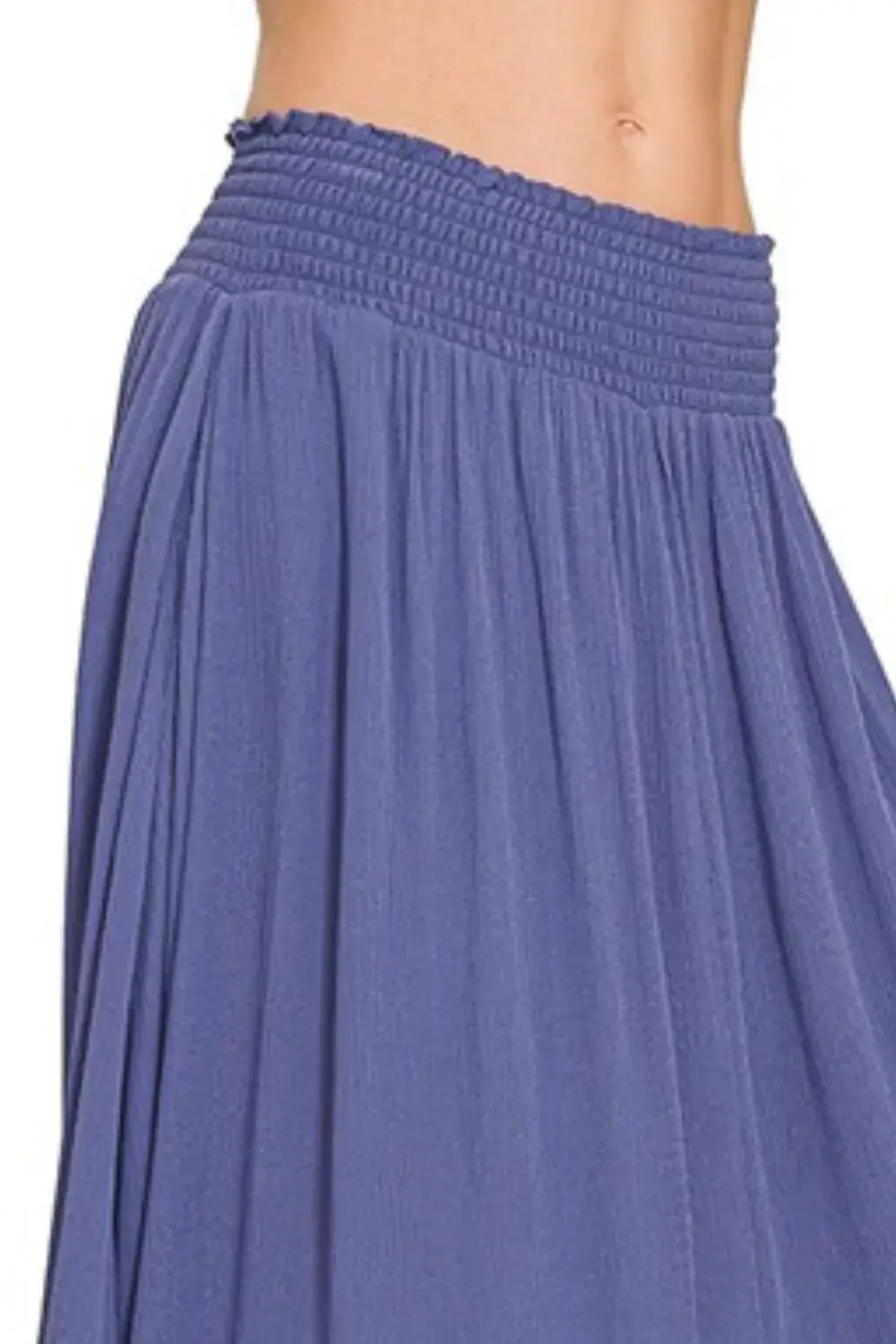 Woven Crinkle Smocked Waist Maxi Skirt W Pockets - In Style Chics Boutique Women's Juniors Apparel Online 