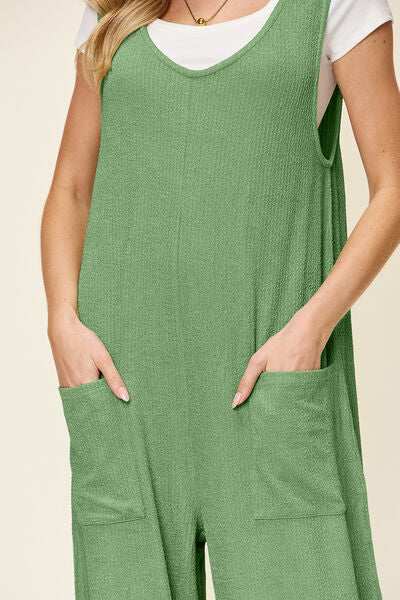 Textured Sleeveless Wide Leg Jumpsuit - In Style Chics Boutique Cute Clothes Online 