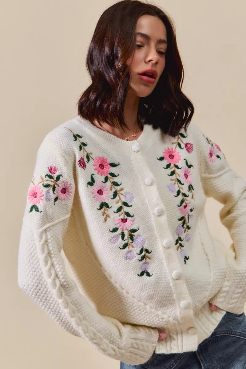 Shop this cute Floral Embroidered Coquette Sweater Cardigan by In Style Chics Boutique 🤍