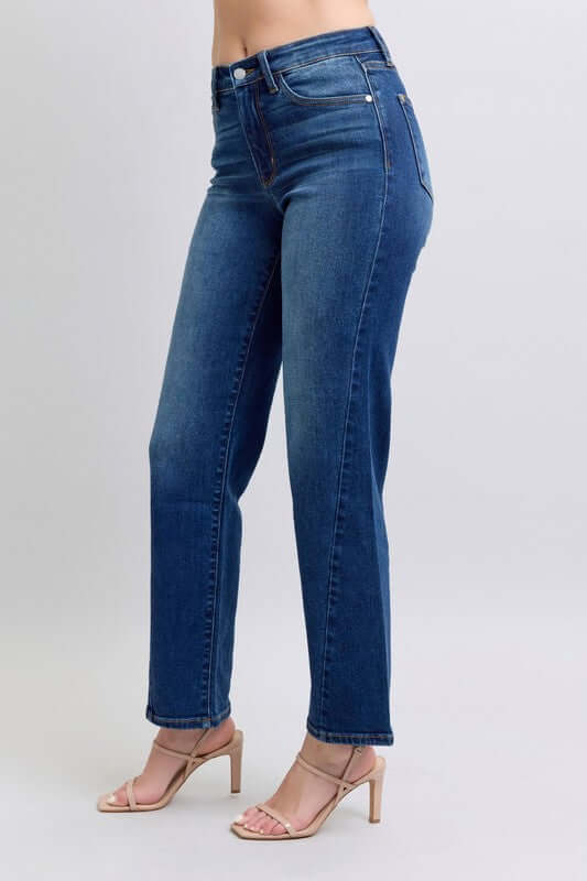 Judy Blue Full Size Side Seam Detail Straight Jeans with Pockets - In Style Chics Boutique LLC