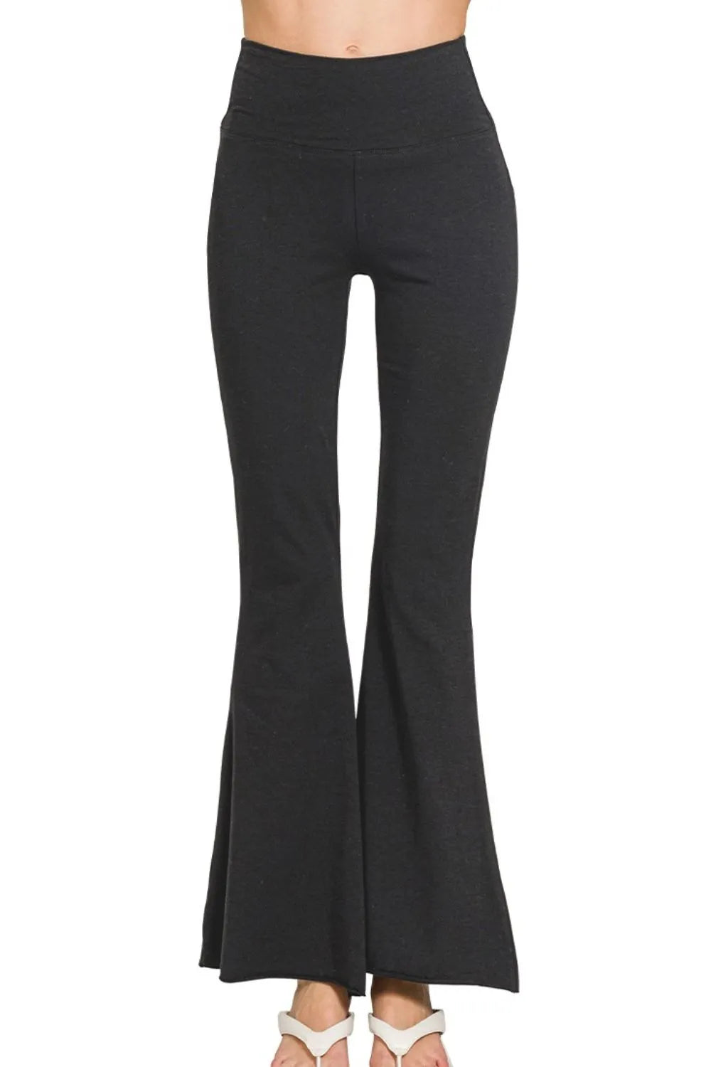 Raw Edge Hem Flare Yoga Pants at In Style Chics Boutique 