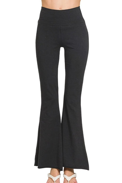 Raw Edge Hem Flare Yoga Pants at In Style Chics Boutique 
