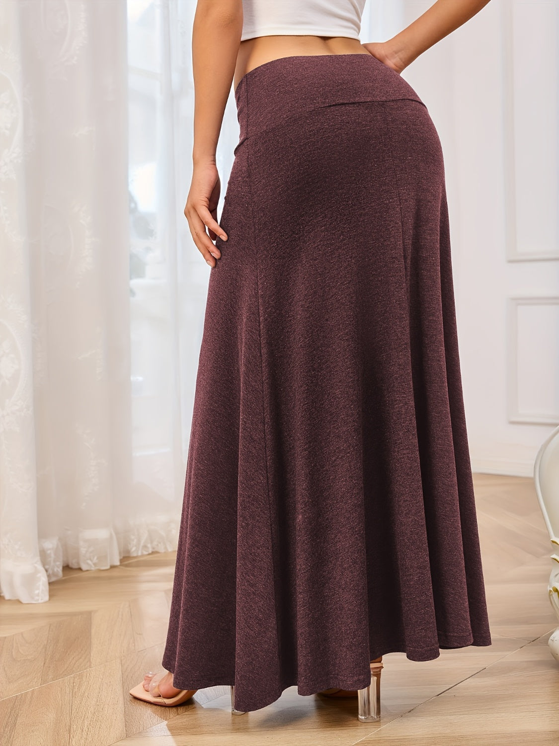 Solid Elastic Waist Maxi Skirt - In Style Chics Boutique LLC
