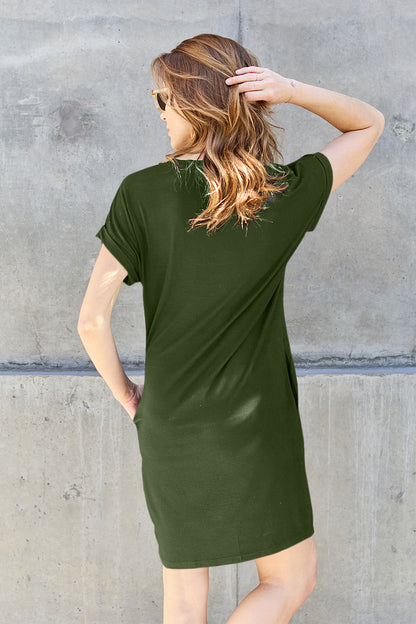 Basic Bae Round Neck Short Sleeve Dress with Pockets - More Colors! - In Style Chics Boutique LLC