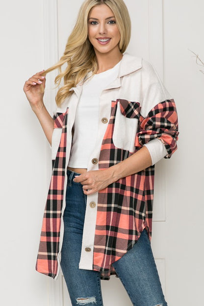 Oversized Mixed Media Knit Shacket Made in USA - In Style Chics Boutique LLC