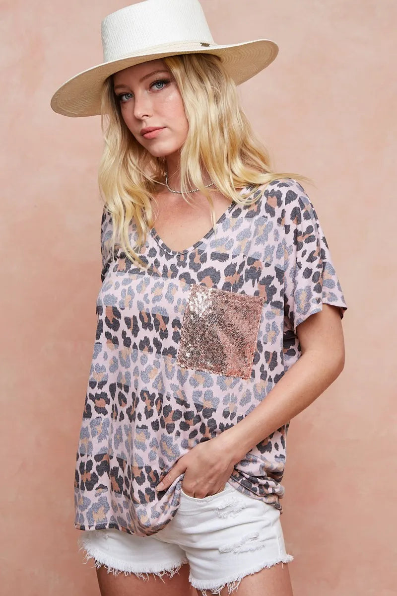 Jersey T-Shirt, Leopard Stripe Print - In Style Chics Boutique 
