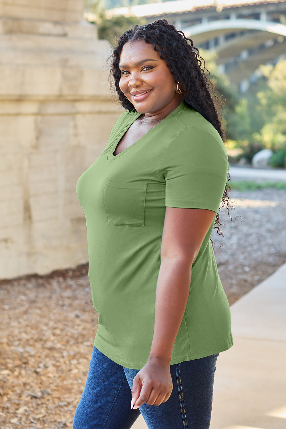 Bamboo Full Size  V-Neck Short Sleeve T-Shirt - Eco Friendly - Sensitive Skin - In Style Chics Boutique Women's Juniors Plus Size Apparel Online 