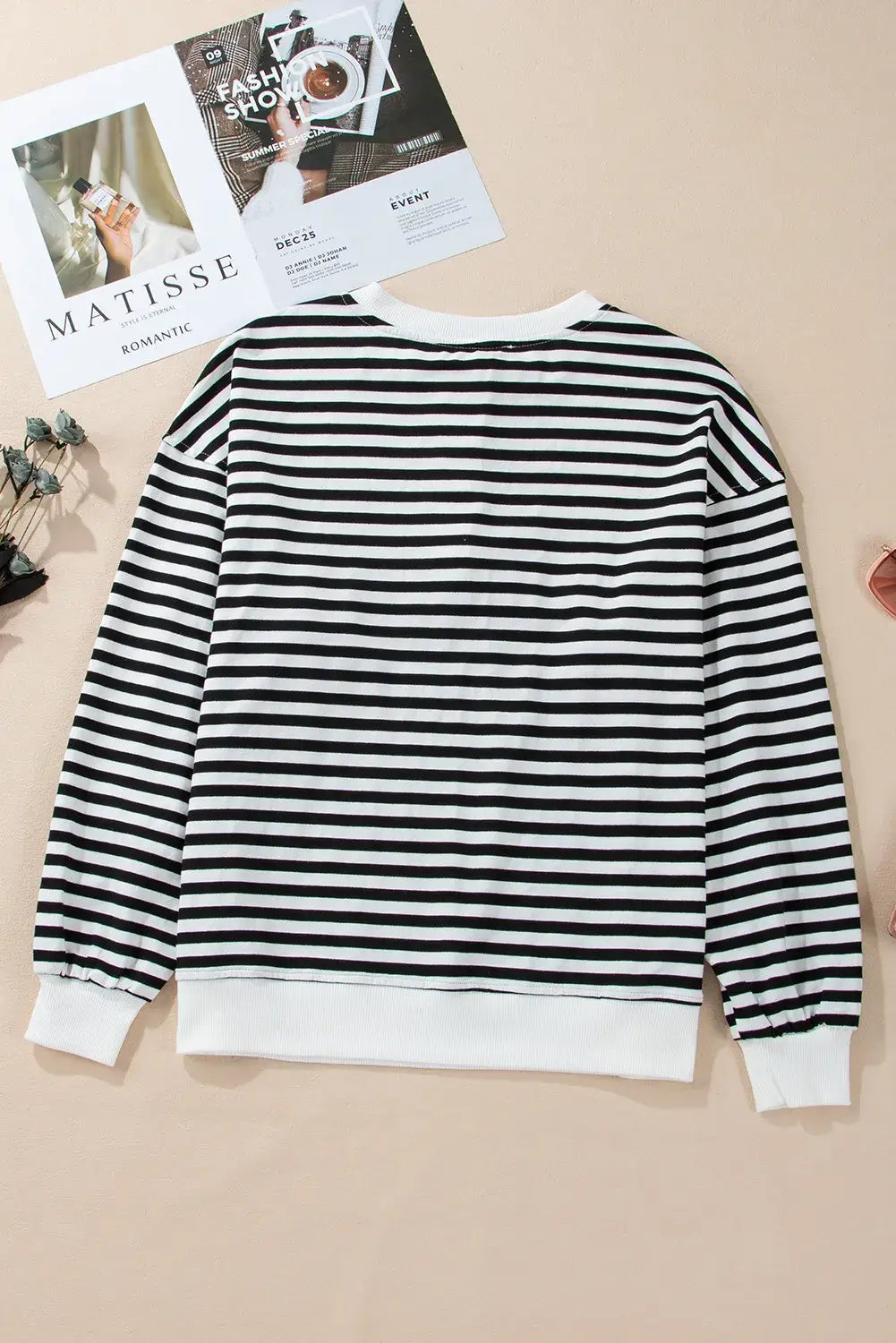 Striped Dropped Shoulder Long Sleeve Sweatshirt - In Style Chics Boutique LLC