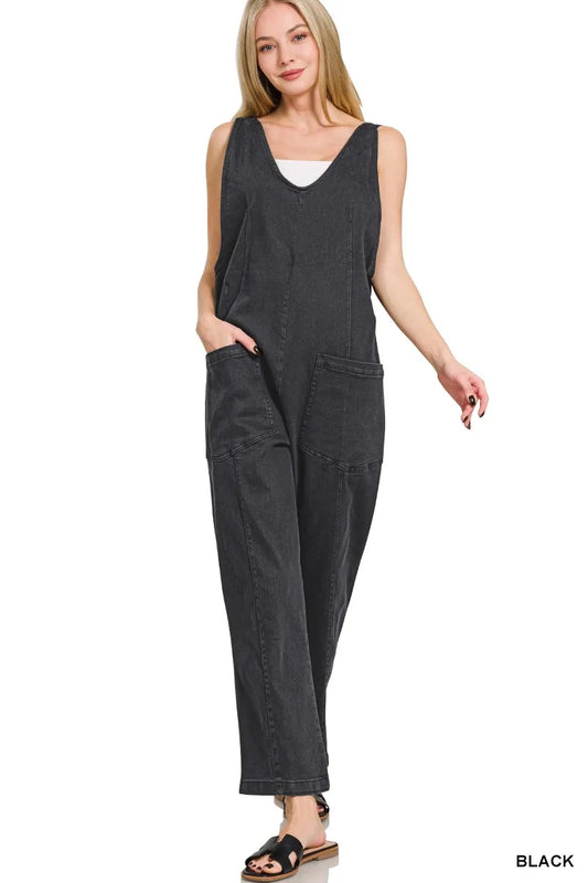 Casual Adjustable Strap Baggy Jumpsuit with Pocket at In Style Chics Boutique 
