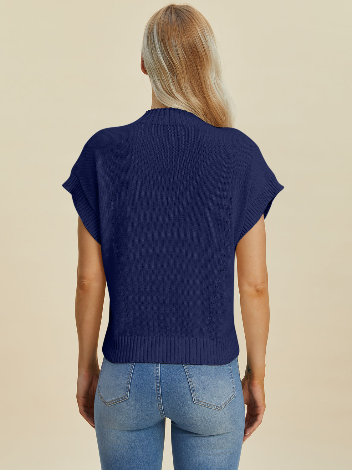 Double Take Full Size Mock Neck Short Sleeve Sweater - In Style Chics Boutique LLC