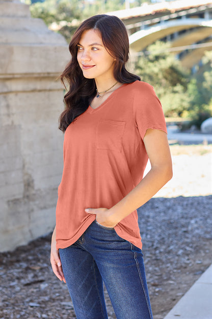 Bamboo Full Size  V-Neck Short Sleeve T-Shirt - Eco Friendly - Sensitive Skin - In Style Chics Boutique Women's Juniors Plus Size Apparel Online 