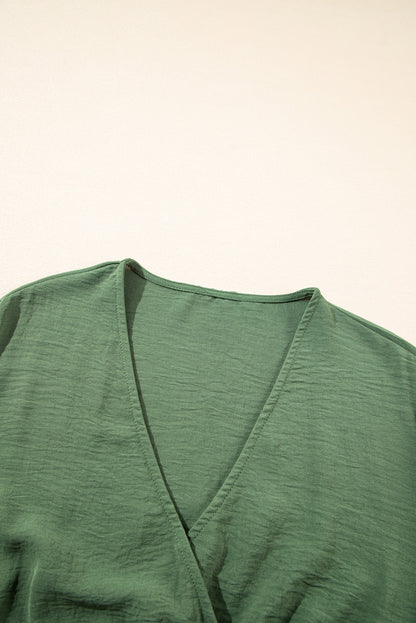 Green Surplice Neckline Smocked High Waist Plus Size Maxi Dress 1X 2X 3X 4X - In Style Chics Boutique 