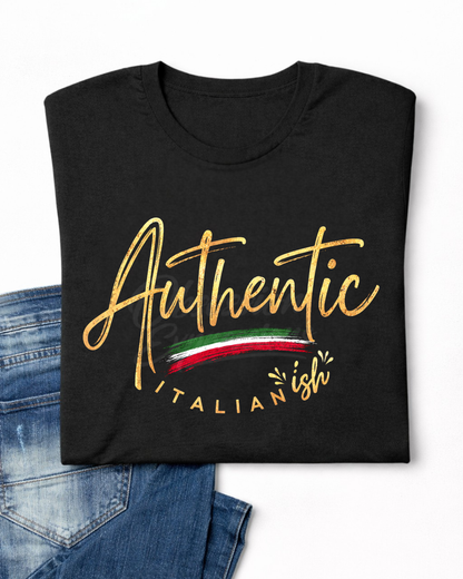 Authentic Italian "ish" Pride Shirt: Faux Gold Foil Tee for Women ~ for Mixed Heritage